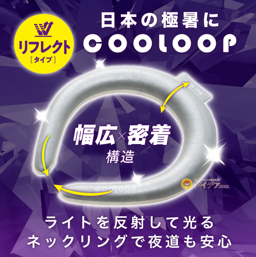 COOLOOPネックリングリフレクター:ライトを反射して光るネックリングで夜道も安心
