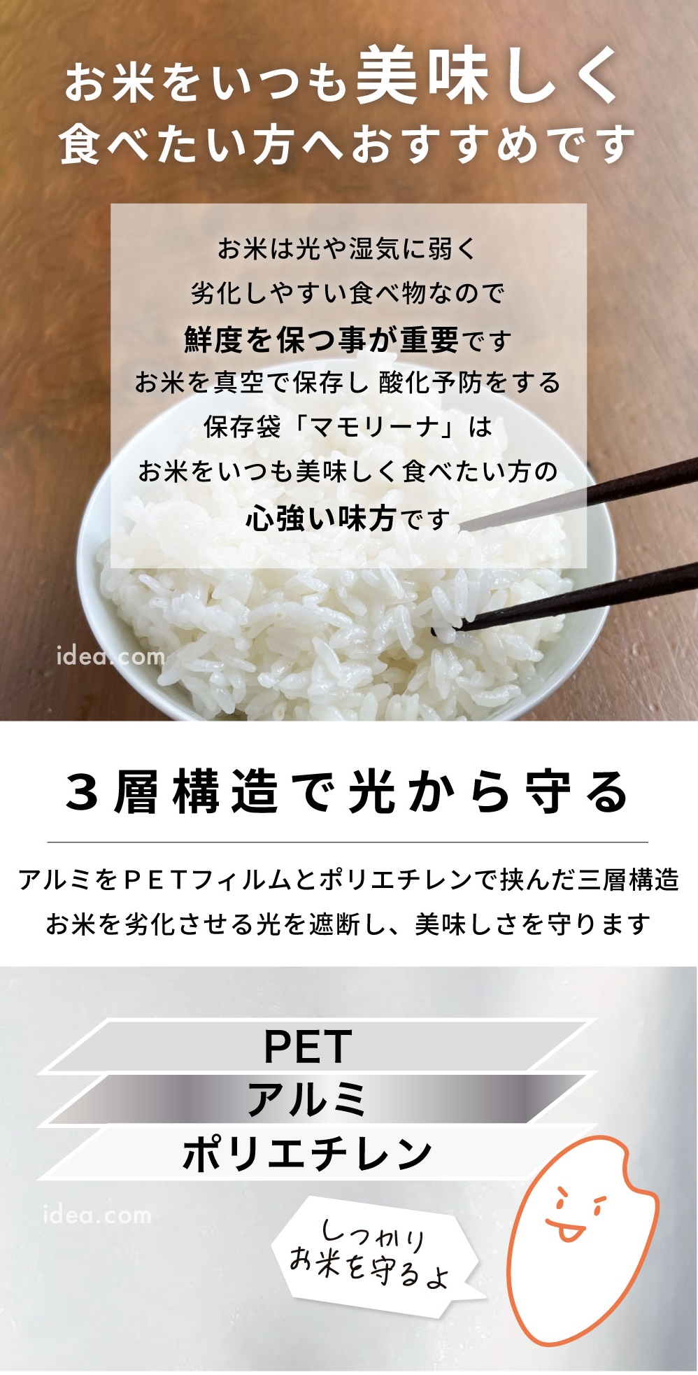 3層構造で光から守る