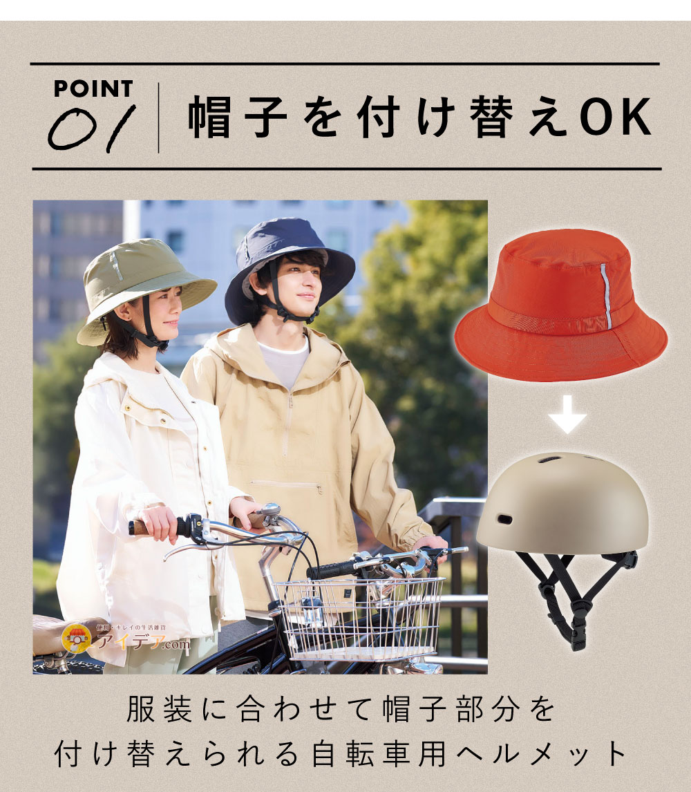 おしゃヘル ヘルメット単品:帽子を付け替えOK