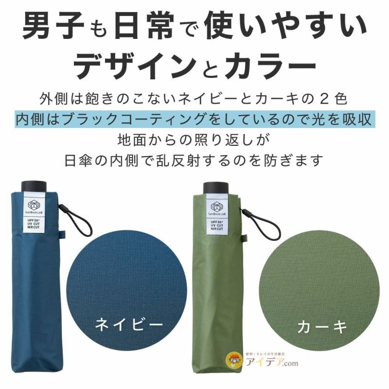 【ZIPで紹介】サンブロックラボ SunBlockLabo 日傘　ネイビー サンブロックラボ 遮夏クール3段傘(ネイビー): メンズ